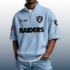 Raiders Est 1960 Waffle Stand Collar Half Zip Polo Shirt 2