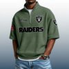 Raiders Est 1960 Waffle Stand Collar Half Zip Polo Shirt 3