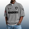 Raiders Est 1960 Waffle Stand Collar Half Zip Polo Shirt 4
