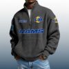 Rams Est 1937 Stand Collar Half Zip Waffle Sweatshirt 2
