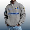 Rams Est 1937 Stand Collar Half Zip Waffle Sweatshirt 4