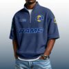 Rams Est 1937 Waffle Stand Collar Half Zip Polo Shirt