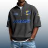 Rams Est 1937 Waffle Stand Collar Half Zip Polo Shirt 2