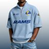 Rams Est 1937 Waffle Stand Collar Half Zip Polo Shirt 3