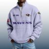 Ravens Est 1996 Stand Collar Half Zip Waffle Sweatshirt