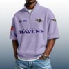 Ravens Est 1996 Waffle Stand Collar Half Zip Polo Shirt