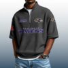 Ravens Est 1996 Waffle Stand Collar Half Zip Polo Shirt 2