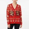 Red Funny Smoking Cat Meme Ugly Christmas Cardigan