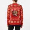 Red Funny Smoking Cat Meme Ugly Christmas Cardigan 2