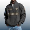 Saints Est 1966 Stand Collar Half Zip Waffle Sweatshirt