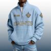 Saints Est 1966 Stand Collar Half Zip Waffle Sweatshirt 2