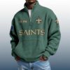 Saints Est 1966 Stand Collar Half Zip Waffle Sweatshirt 3