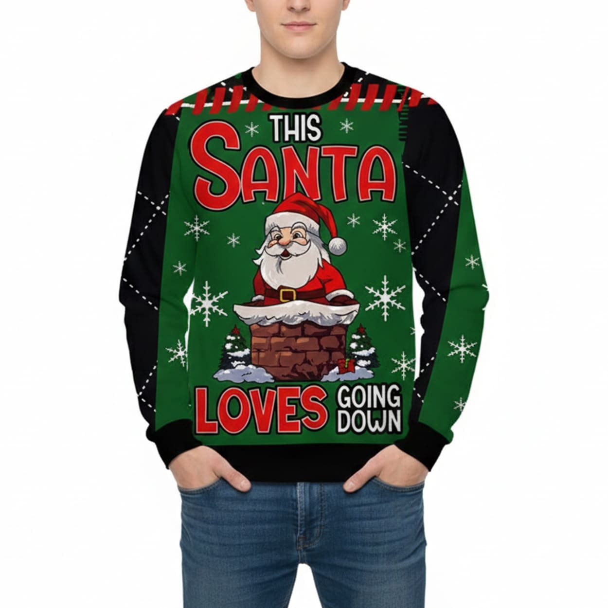 Santa Loves Going Down Ugly Christmas Sweater