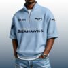 Seahawks Est 1974 Waffle Stand Collar Half Zip Polo Shirt 3