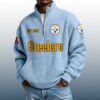 Steelers Est 1933 Stand Collar Half Zip Waffle Sweatshirt 2