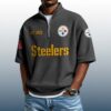 Steelers Est 1933 Waffle Stand Collar Half Zip Polo Shirt