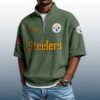 Steelers Est 1933 Waffle Stand Collar Half Zip Polo Shirt 3