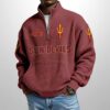Sun Devils Est 1897 Waffle Stand Collar Half Zip Sweatshirt
