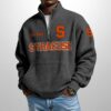 Syracuse Est 1889 Waffle Stand Collar Half Zip Sweatshirt