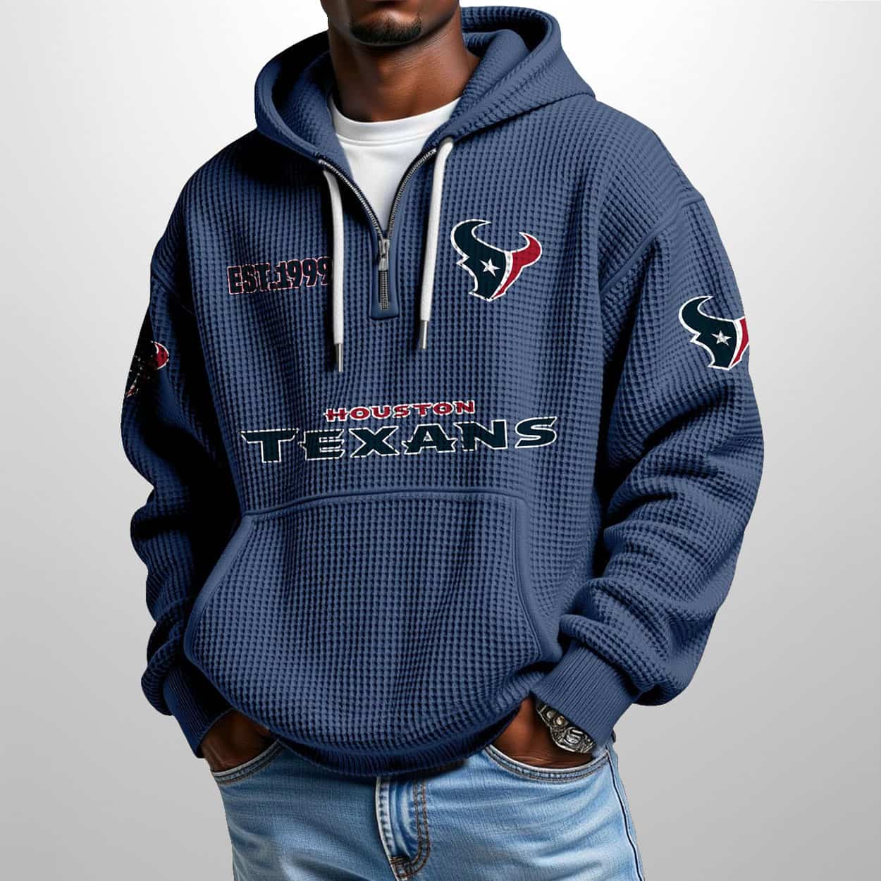 Texans Est 1999 Half Zip Waffle Hoodie 1 Texans Est 1999 Half Zip Waffle Hoodie