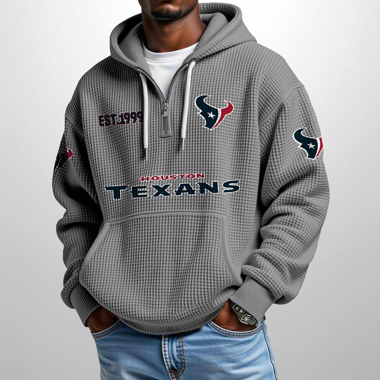 Texans Est 1999 Half Zip Waffle Hoodie 4 Texans Est 1999 Half Zip Waffle Hoodie3
