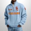 Trojans Est 1919 Waffle Stand Collar Half Zip Sweatshirt 2