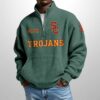 Trojans Est 1919 Waffle Stand Collar Half Zip Sweatshirt 3