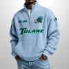 Tulane Est 1893 Waffle Stand Collar Half Zip Sweatshirt 3