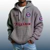 Twins Est 1901 Quarter Zip Waffle Hoodie 5