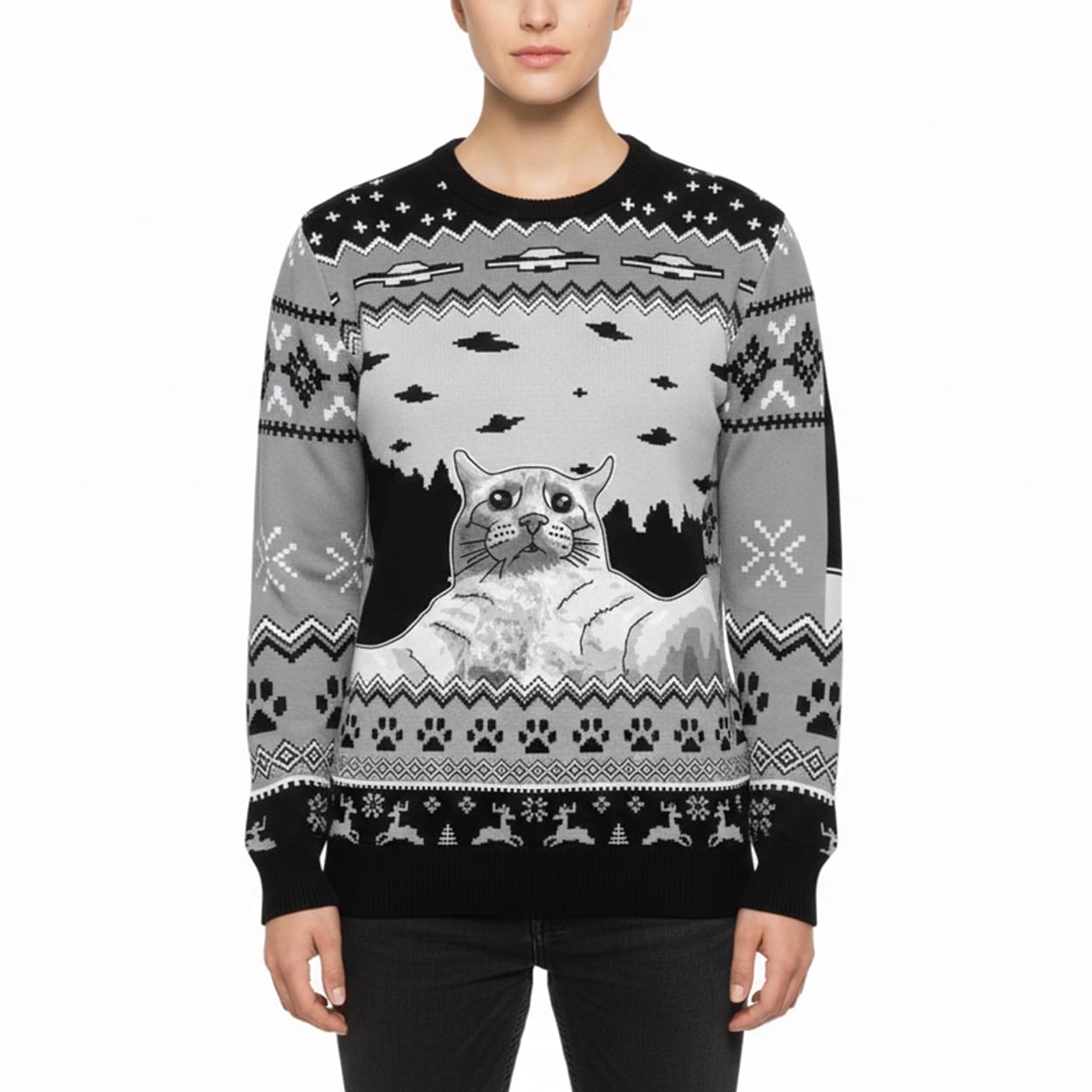 Ufo Cat Selfie Ugly Christmas Sweater 3 Ufo Cat Selfie Ugly Christmas Sweater 3