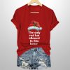 V-Neck Retro Christmas The Only Red Hat Allowed In This Home Print T-Shirt