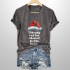 V Neck Retro Christmas The Only Red Hat Allowed In This Home Print T Shirt 4