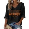 V Neck Retro Longhorns Alright Alright Alright Print Waffle T Shirt 2