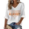 V Neck Retro Longhorns Alright Alright Alright Print Waffle T Shirt 3