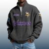 Vikings Est 1960 Stand Collar Half Zip Waffle Sweatshirt 2