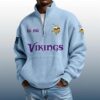 Vikings Est 1960 Stand Collar Half Zip Waffle Sweatshirt 3