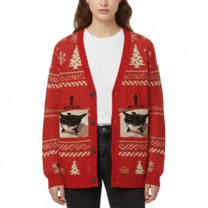 Autistic Cat Meme Ugly Christmas Cardigan