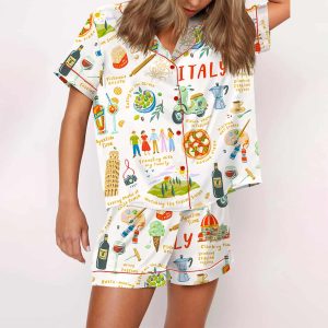 Italian Vacation Silky Satin Pajama Set