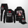 I Love Drake Maye New England Football Hoodie Joggers Cap 2