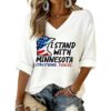 I Stand With Minnesota Stay Strong Fck ICE Printed Waffle T shirt 2