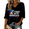 I Stand With Minnesota Stay Strong Fck ICE Printed Waffle T shirt 3
