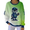 Seahawks 12 Fan Gradient Pit Striped Sweatshirt 2