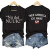 V Neck Retro Nu Det Nuuk Make America Go Away Print Two Sided Shirt 2