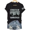 V-Neck Retro Streets Of Minneapolis Print T-Shirt
