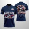 Patriots 2025 Bowl LX Champions Zip Polo Shirt
