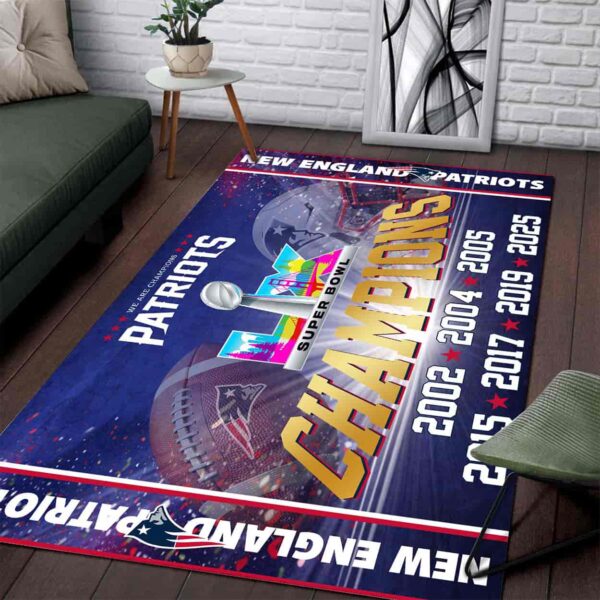 Prepppy Patriots Rug Patriots 2025 Seven-Time SB LX Champions Rectangular Rug