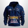 Personalized Patriots 25-26 Super Bowl LX Champions Hoodie Half Zipper