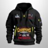 Personalized Patriots 25 26 Super Bowl LX Champions Hoodie Half Zipper 2