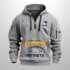 Personalized Patriots 25 26 Super Bowl LX Champions Hoodie Half Zipper 3