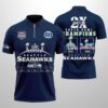 Seahawks 2025 2X SB LX Champions USA 250 Zip Polo Shirt